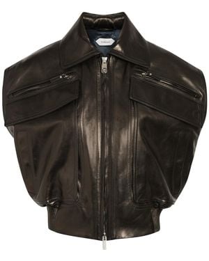 Versace Floridiana Calf Leather Vest - Black