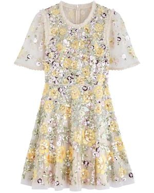 Needle & Thread Elina Rose Embellished Tulle Mini Dress - White