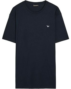 Emporio Armani Logo-Appliquéd Cotton T-Shirt - Blue