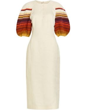 Gabriela Hearst Nomo Striped-Knit Linen Midi Dress - White