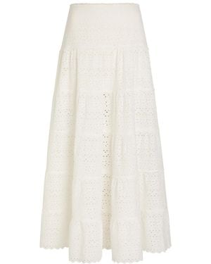 RIXO London Ripeka Embroidered Cotton Midi Skirt - White