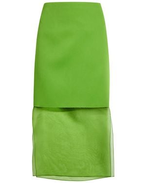 KHAITE Sybil Layered Effect Satin Skirt - Green