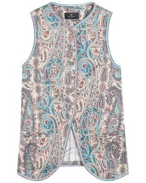Etro Patterned-Jacquard Cotton-Blend Gilet - Grey