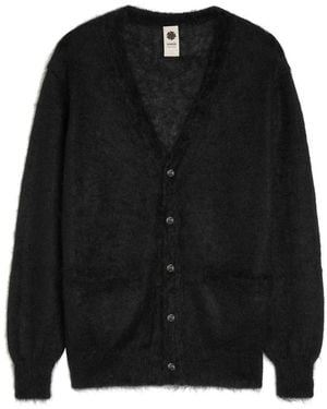 vowels V-Neck Mohair-Blend Cardigan - Black