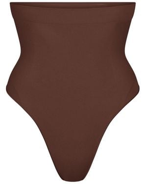 Skims Seamless Sculpt High-Waisted Thong - Brown