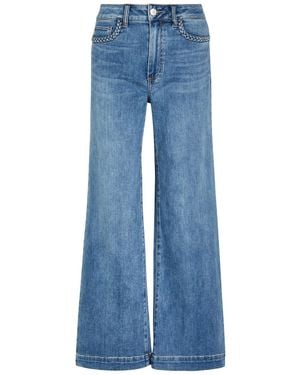 PAIGE Anessa Braided-Trim Wide-Leg Jeans - Blue