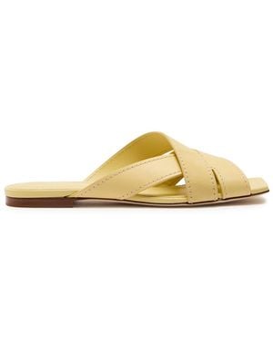Tod's Square-Toe Suede And Leather Sandals - Yellow