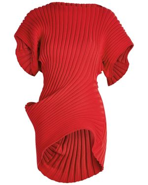 Issey Miyake Asymmetric Ribbed-Knit Top - Red