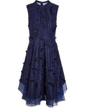 3.1 Phillip Lim Floral-Embroidered Fringed Cotton Midi Dress - Blue
