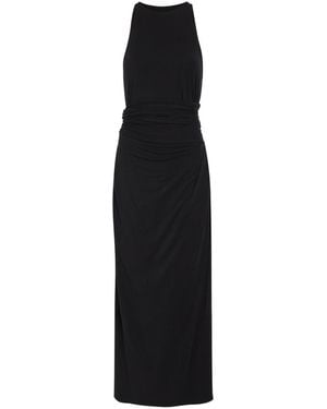 Another Tomorrow Sarong-Effect Jersey Midi Dress - Black