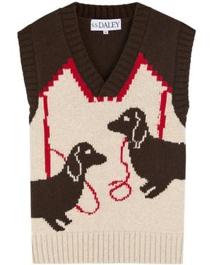 S.S.Daley Harold Intarsia Wool-Knit Vest - Brown