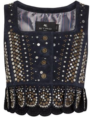Etro Embellished Suede Top - Black