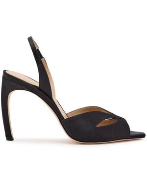 Victoria Beckham Harlow 100 Satin Slingback Sandals - Black