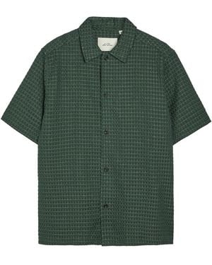 Les Deux Checked Seersucker Shirt - Green
