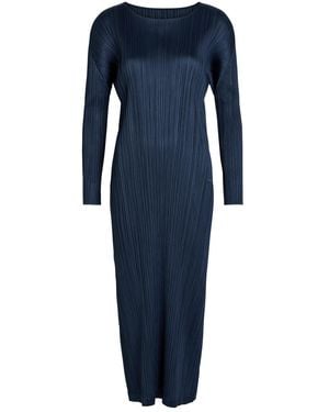Pleats Please Issey Miyake Pleated Woven Midi Dress - Blue