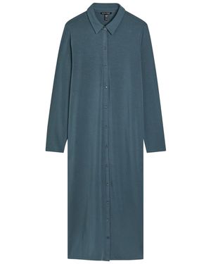 Eileen Fisher Stretch-Jersey Midi Shirt Dress - Blue