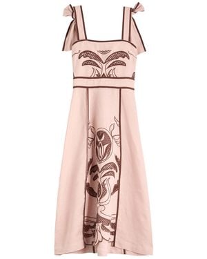 Lug Von Siga Ornella Embroidered Linen Midi Dress - Pink