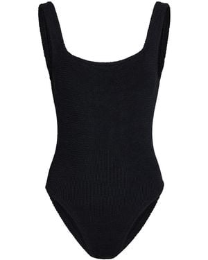 Hunza G Square-Neck Crinkle Swimsuit - Black