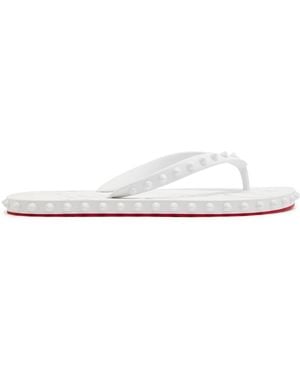 Christian Louboutin Super Loubi Studded Rubber Flip Flops - White