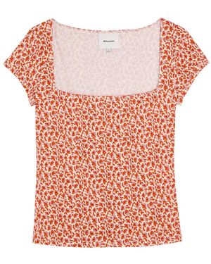 Reformation Floral-Print Stretch-Jersey Top - Pink