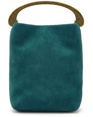 Dries Van Noten Crisp Suede Top Handle Bag - Green