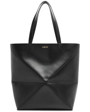 Loewe Puzzle Large Leather Tote - Black