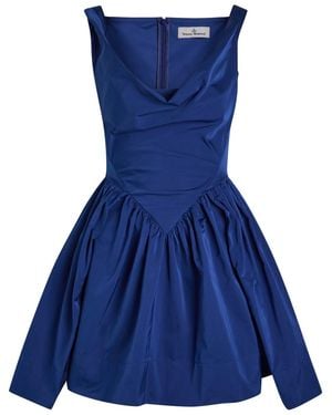 Vivienne Westwood Mini Sunday Draped Taffeta Mini Dress - Blue