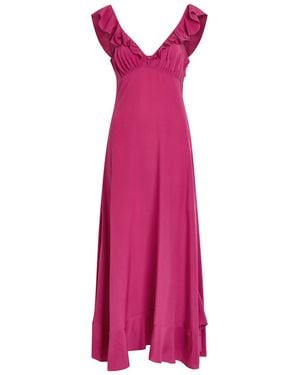 Chloé Ruffled Silk Midi Dress - Purple