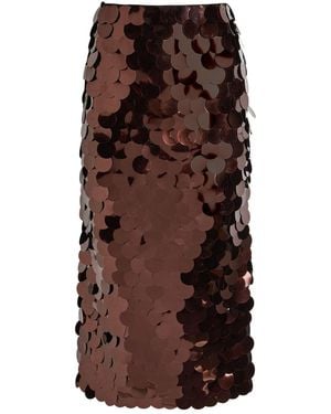 ROKSANDA Halin Embellished Midi Mesh Skirt - Brown