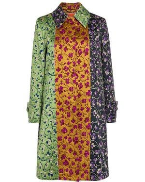 La DoubleJ Precious Floral-Jacquard Woven Coat - Yellow