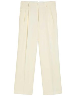 Ami Paris Pleated Wide-Leg Wool Pants - White