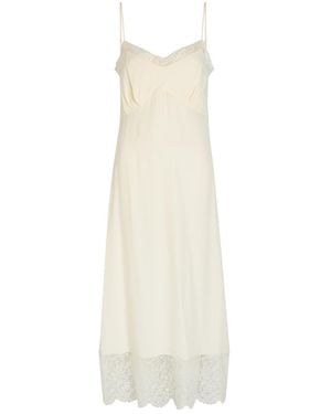 Simone Rocha Lace-Trimmed Crepe-De-Chine Midi Dress - White