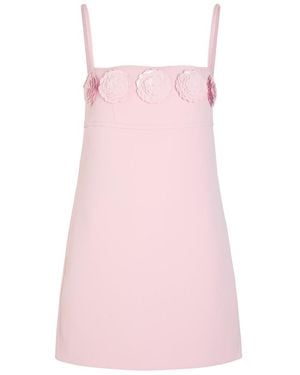 Self-Portrait Floral-Embellished Crepe Mini Dress - Pink