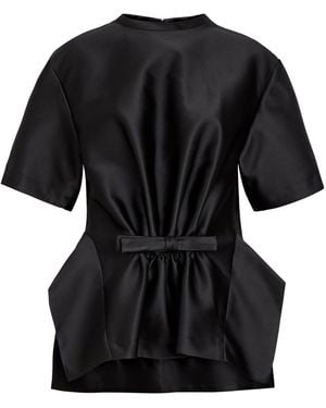 Rabanne Bow-Appliquéd Satin Top - Black