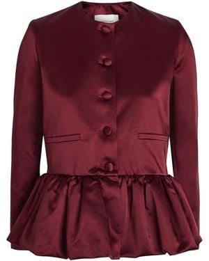 LIBEROWE Peplum Satin Jacket - Red
