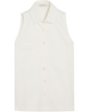 Giuliva Heritage The Emma Stretch-Twill Sleeveless Shirt - White