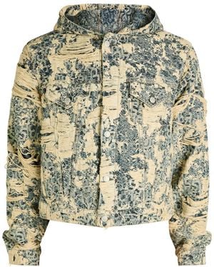 Acne Studios Hooded Distressed Denim Jacket - Multicolour