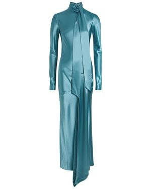 Galvan London Emilie Scarf-Effect Satin Maxi Dress - Blue