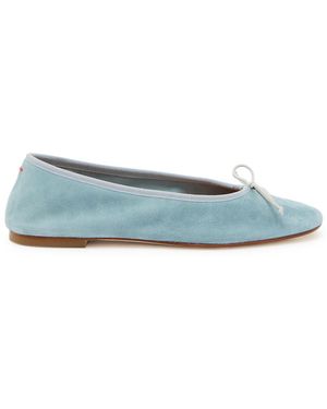 Aeyde Tiby Kid Bow-Appliquéd Suede Ballet Flats - Green