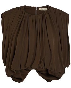 Heirlome Renata Draped Silk-Georgette Top - Brown