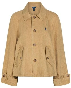 Polo Ralph Lauren Logo-Embroidered Linen Oveshirt - Natural