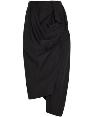 Issey Miyake Twisted Draped Cotton-Blend Pants - Black