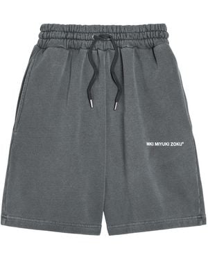 MKI Miyuki-Zoku Uniform Logo-Print Cotton-Blend Shorts - Grey