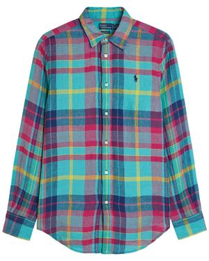 Polo Ralph Lauren Plaid Linen Shirt - Blue