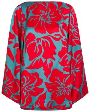 Dries Van Noten Charlie Floral Printed Satin Top - Red