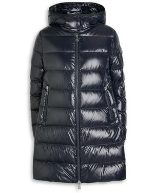 Moncler Courcelles Glossed Shell Parka Coat - Blue