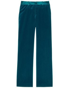 Rabanne Straight-Leg Velvet Trousers - Blue