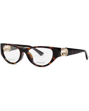 Gucci Oval-Frame Acetate Optical Glasses - Brown