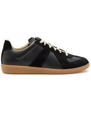 Maison Margiela Replica Paneled Leather Sneakers - Black