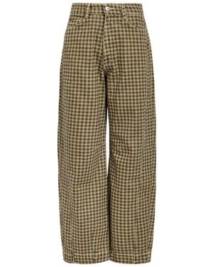 Damson Madder Felix Checked Barrel-Leg Jeans - Natural
